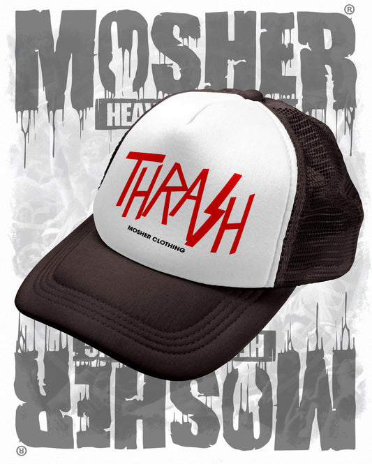 Old-school thrash metal trucker hat