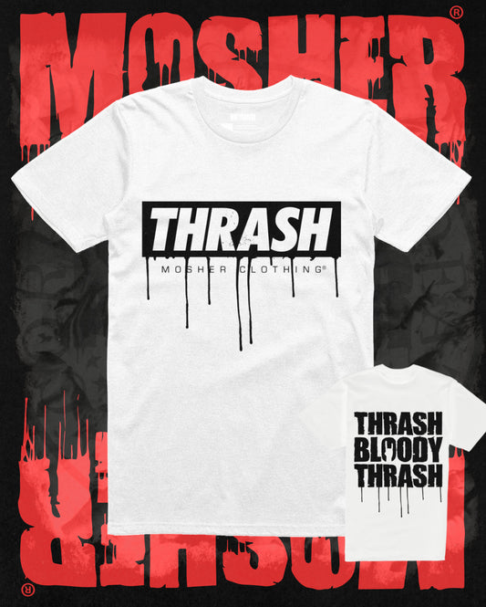 Thrash Metal Tshirt - Thrash Bloody Thrash (White) by Mosher Clothing