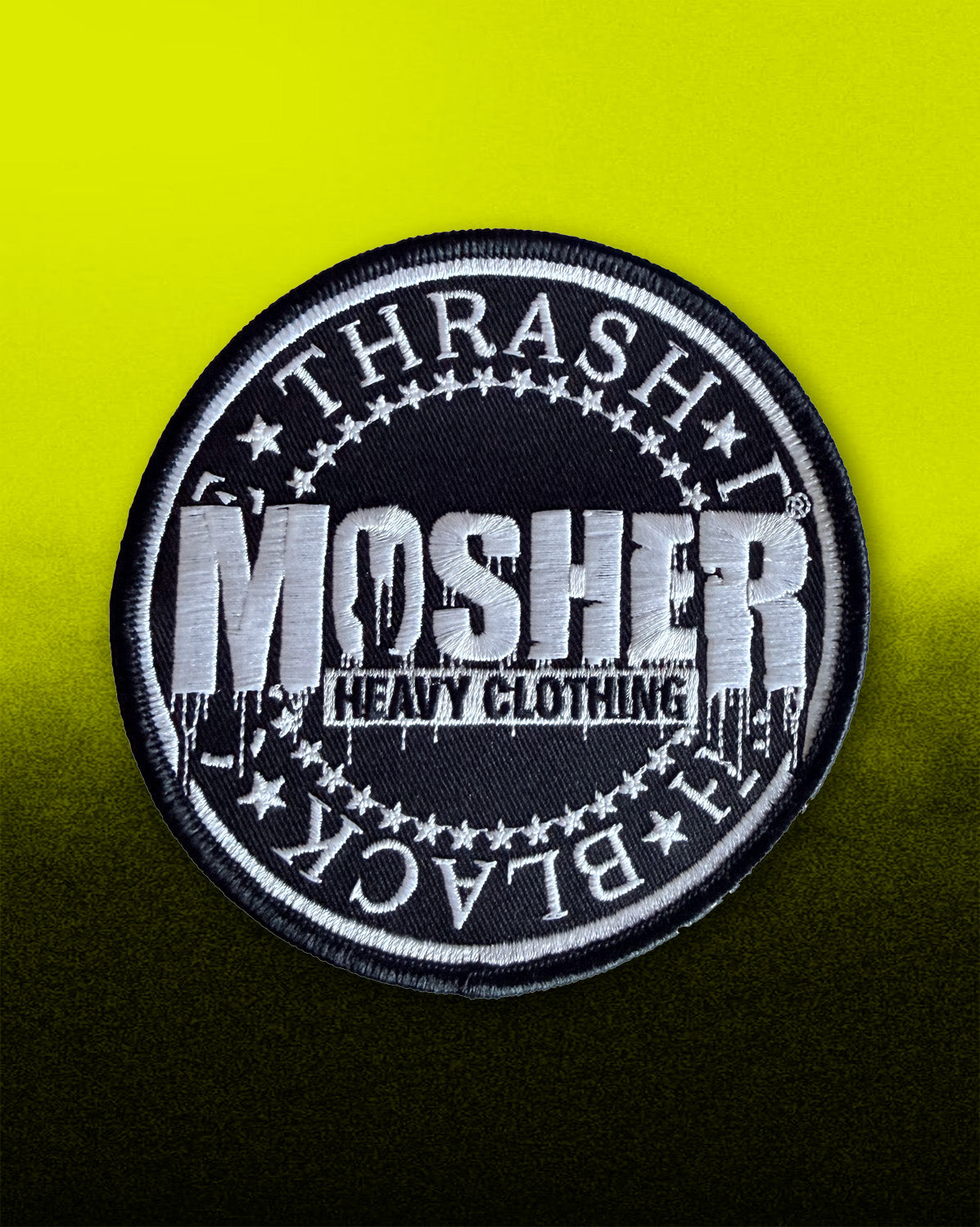 Parche circular con el logotipo de Mosher