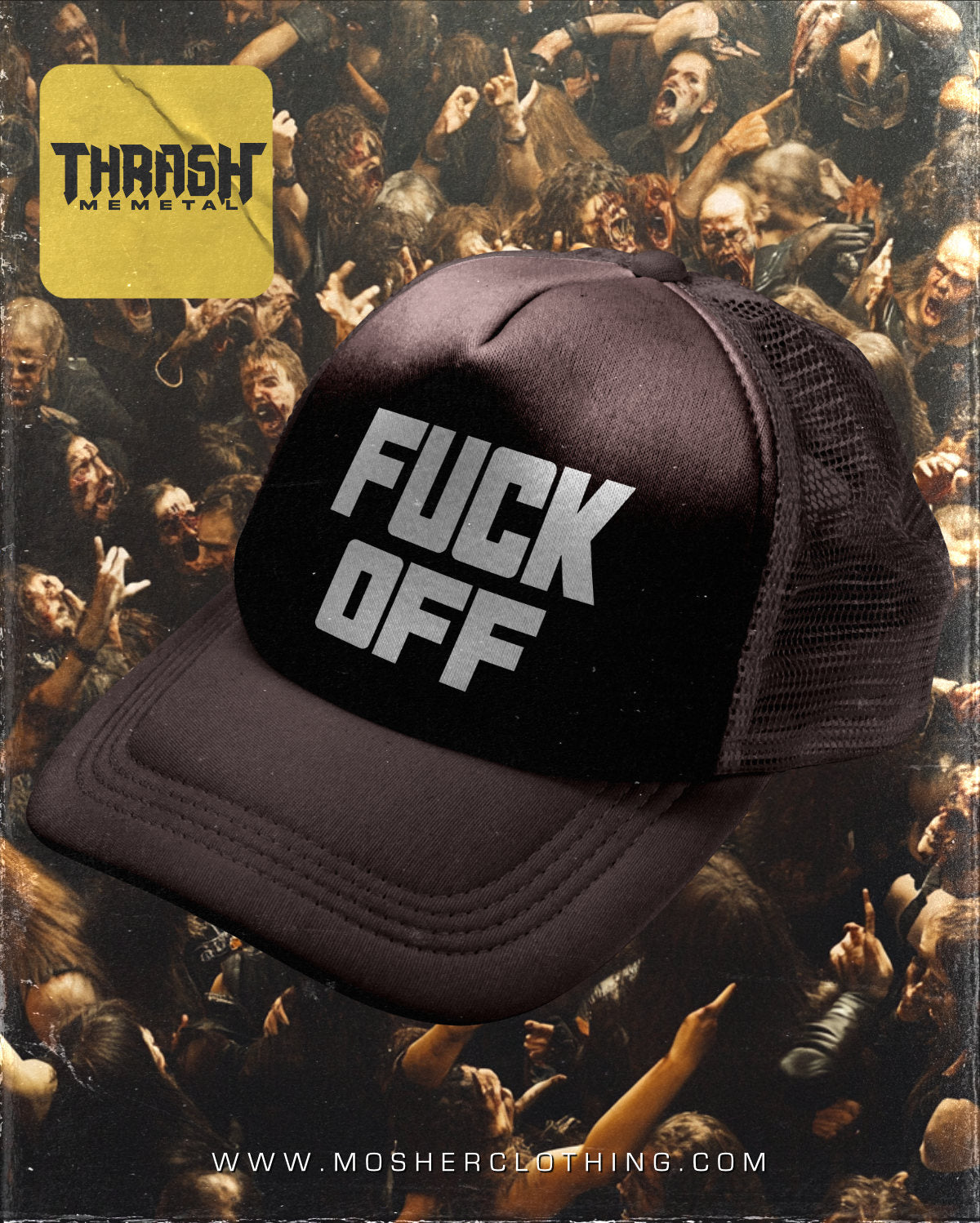 "Fuck Off" - Black Trucker Hat for Metalheads by Mosher Clothing