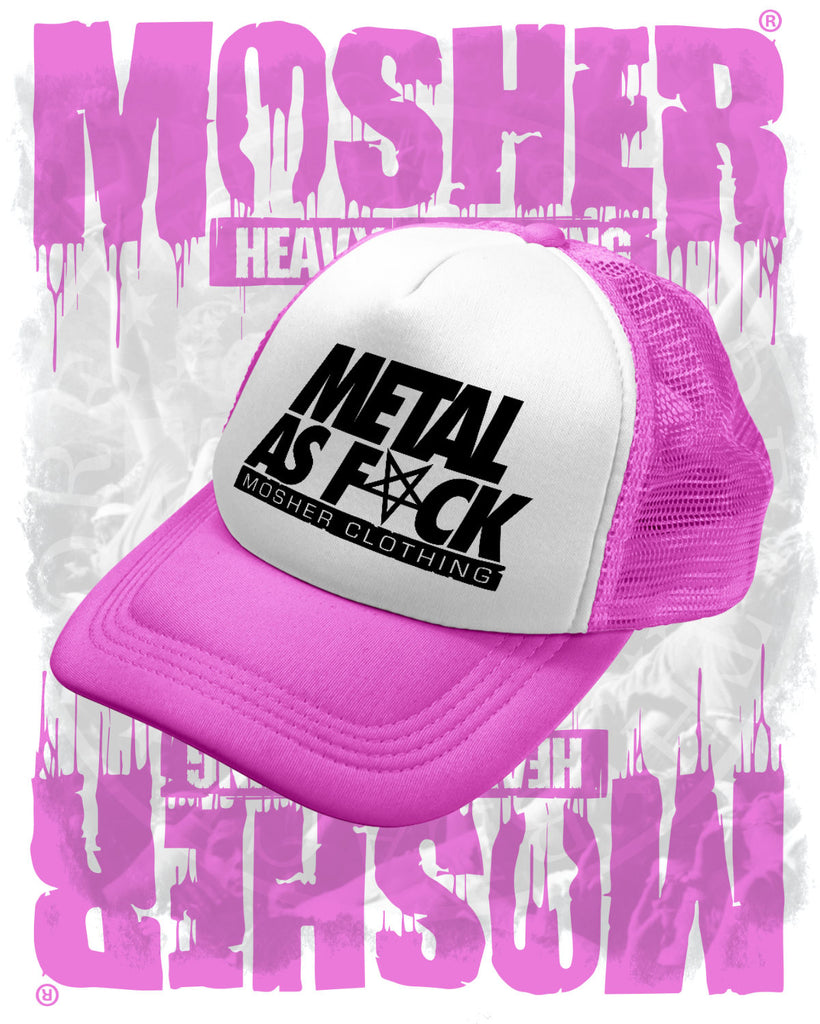 Pink Metal AF Trucker Hat by Mosher Clothing for metalheads