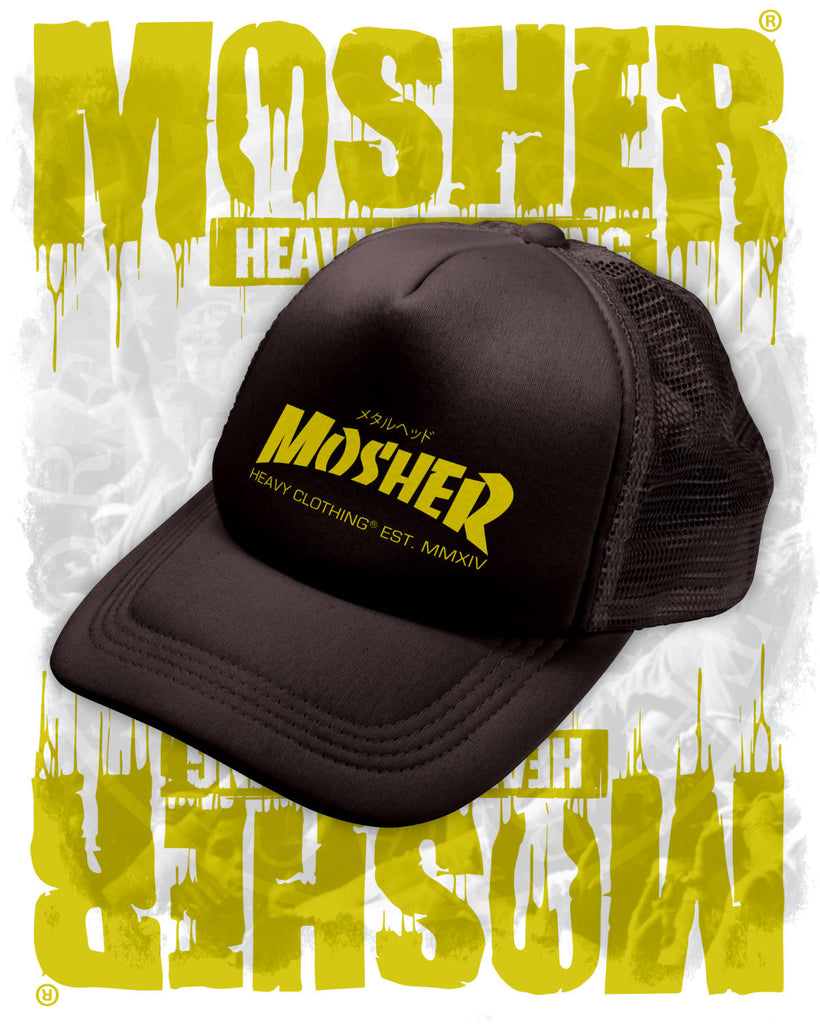 Grinder Trucker Hat Black by Mosher Clothing for metalheads