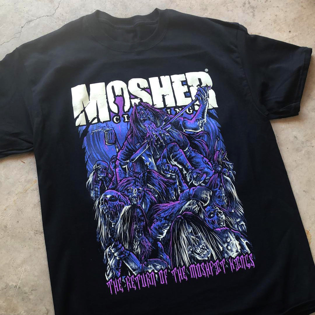 "RETURN OF THE MOSHPIT KINGS" TSHIRT FOR METALHEADS BY MOSHER CLOTHING