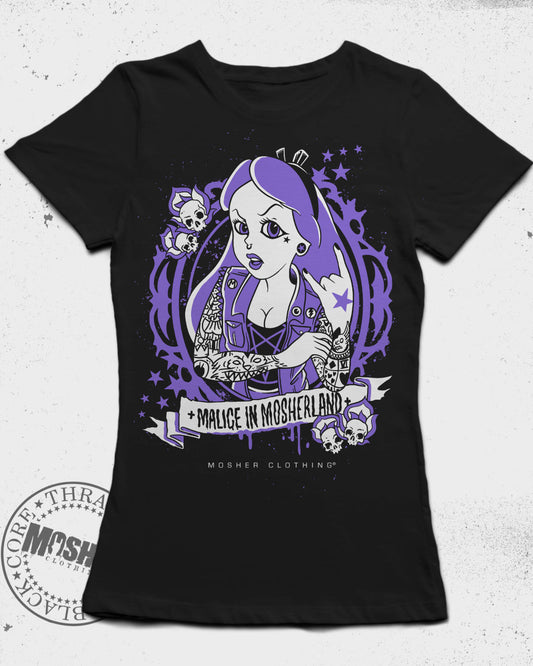 "Malice in Mosherland" - Girlie tshirt for metalhead girls