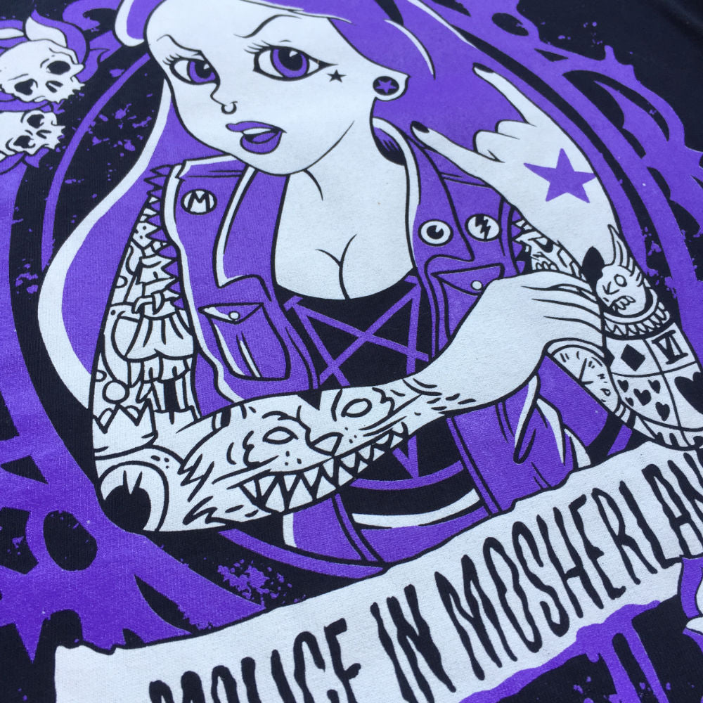 "Malice in Mosherland" - Girlie tshirt for metalhead girls