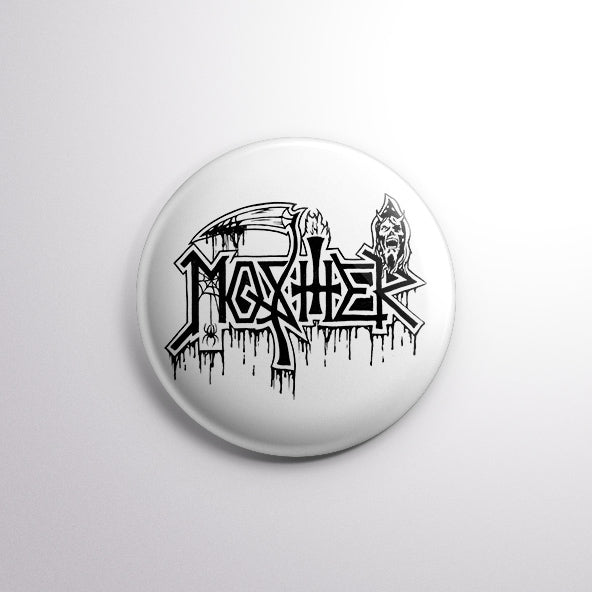 Death Mosher pin (White) for metalheads worldwide
