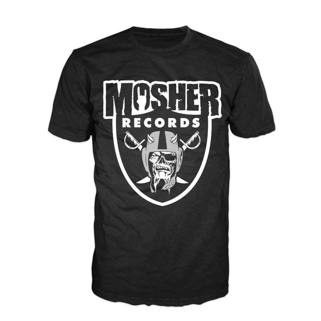 Mosher Records t-shirt for metalheads by Mosher Clothing, inspired by Oakland Raiders